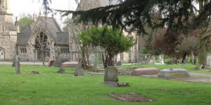 photo of church and graves